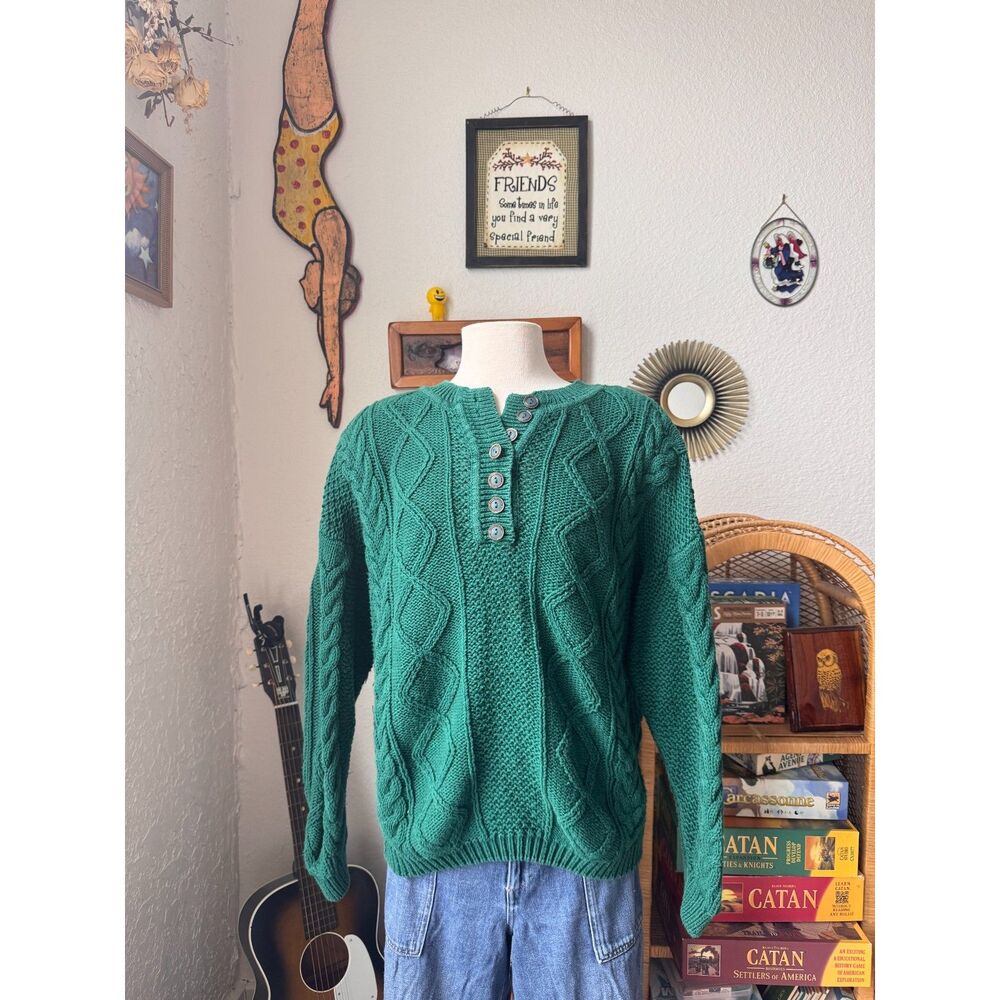 Venezia Green Henley Sweater